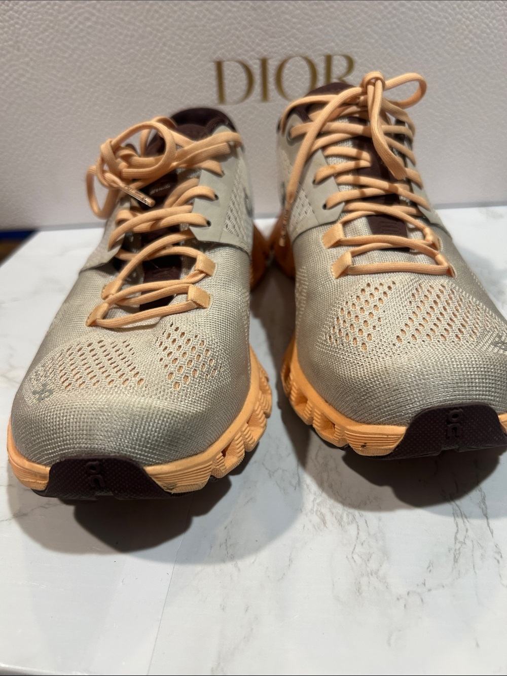 On Cloud On Running Beige & Peach Runner Sneakers - Picture 7 of 13